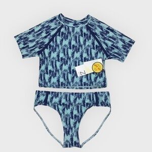 Z BY ZELLA Blue Glaze Deep Sea Print 2 Piece Set Swimsuit